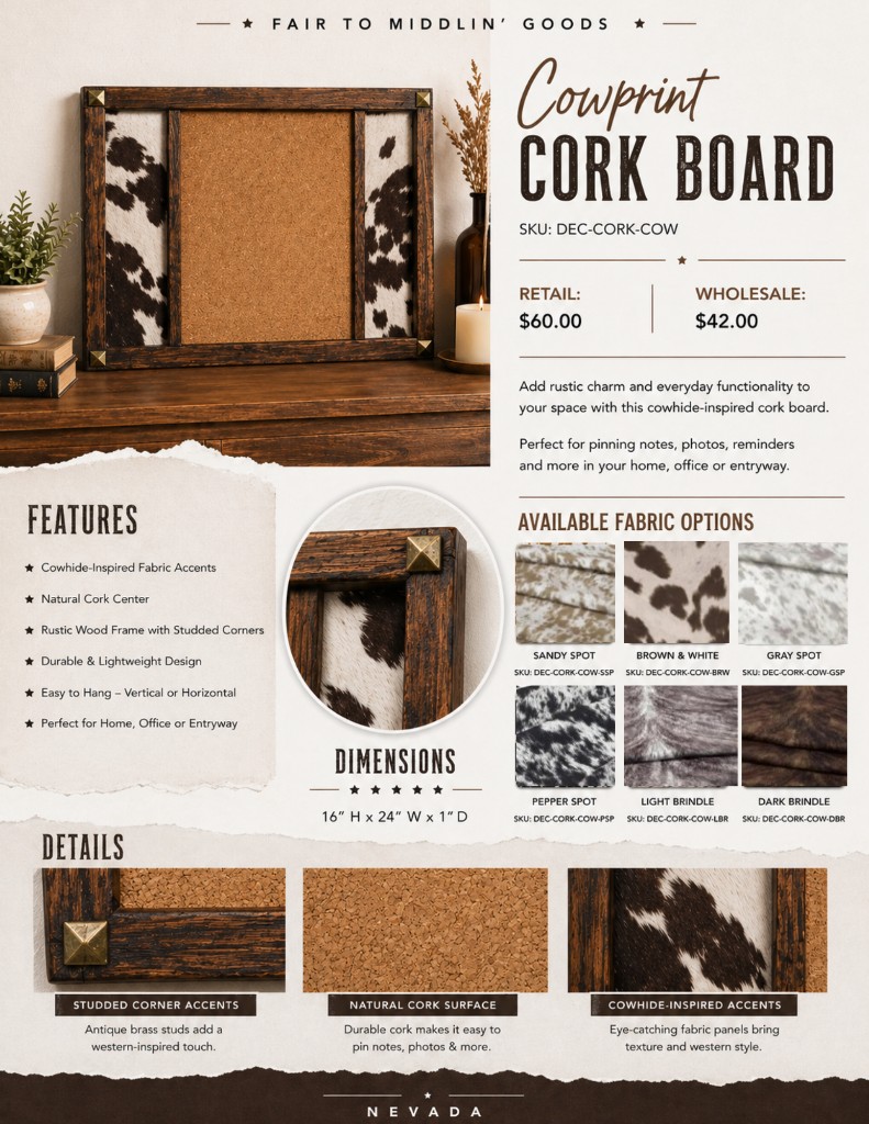 Cowprint Cork Board